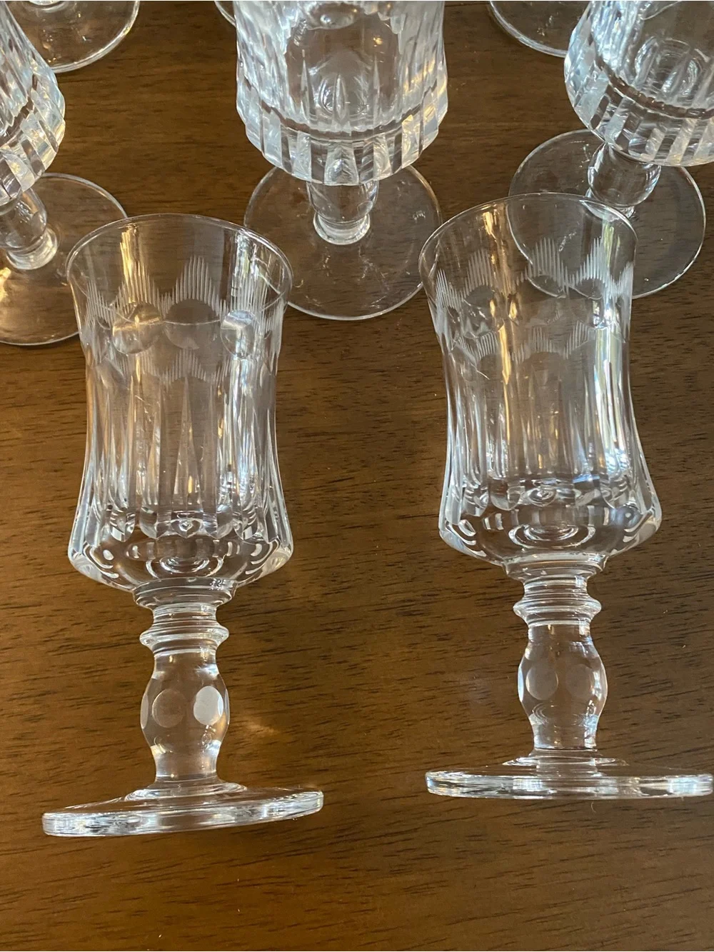 Vintage Cut Goblet Glasses - Clear Stemware from Italy